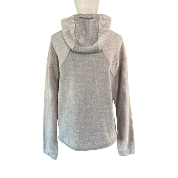 prAna Wool Blend Quarter Zip Hoodie Pullover Gray Rib Knit Women’s Small - Picture 3 of 8